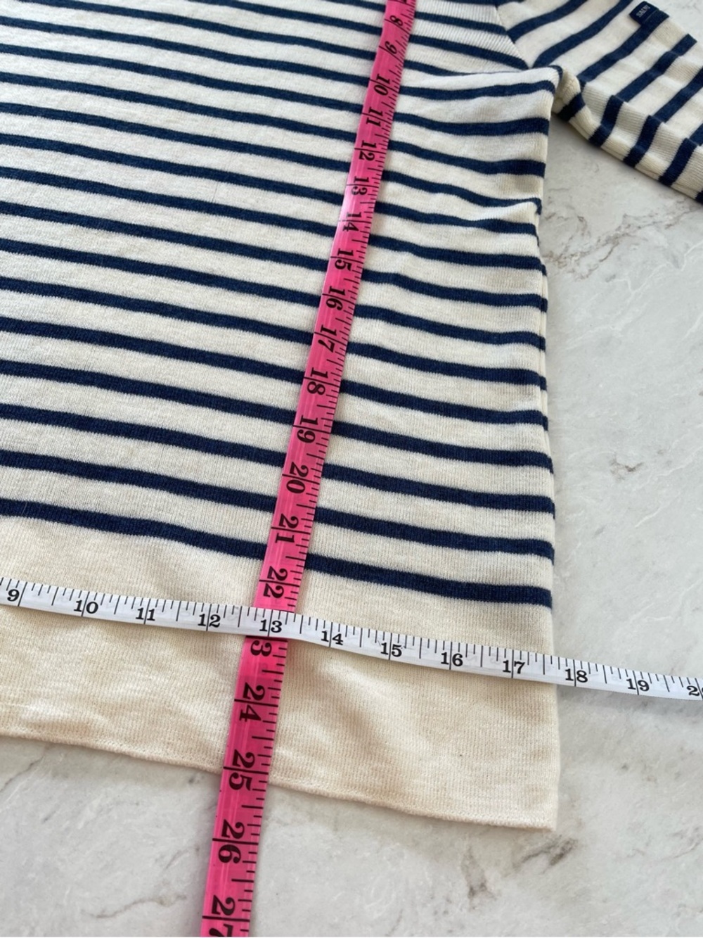 SAINT JAMES FRANCE Cream & Navy Nautical Striped Crewneck Wool Sweater, S (4-6) - Picture 10 of 13